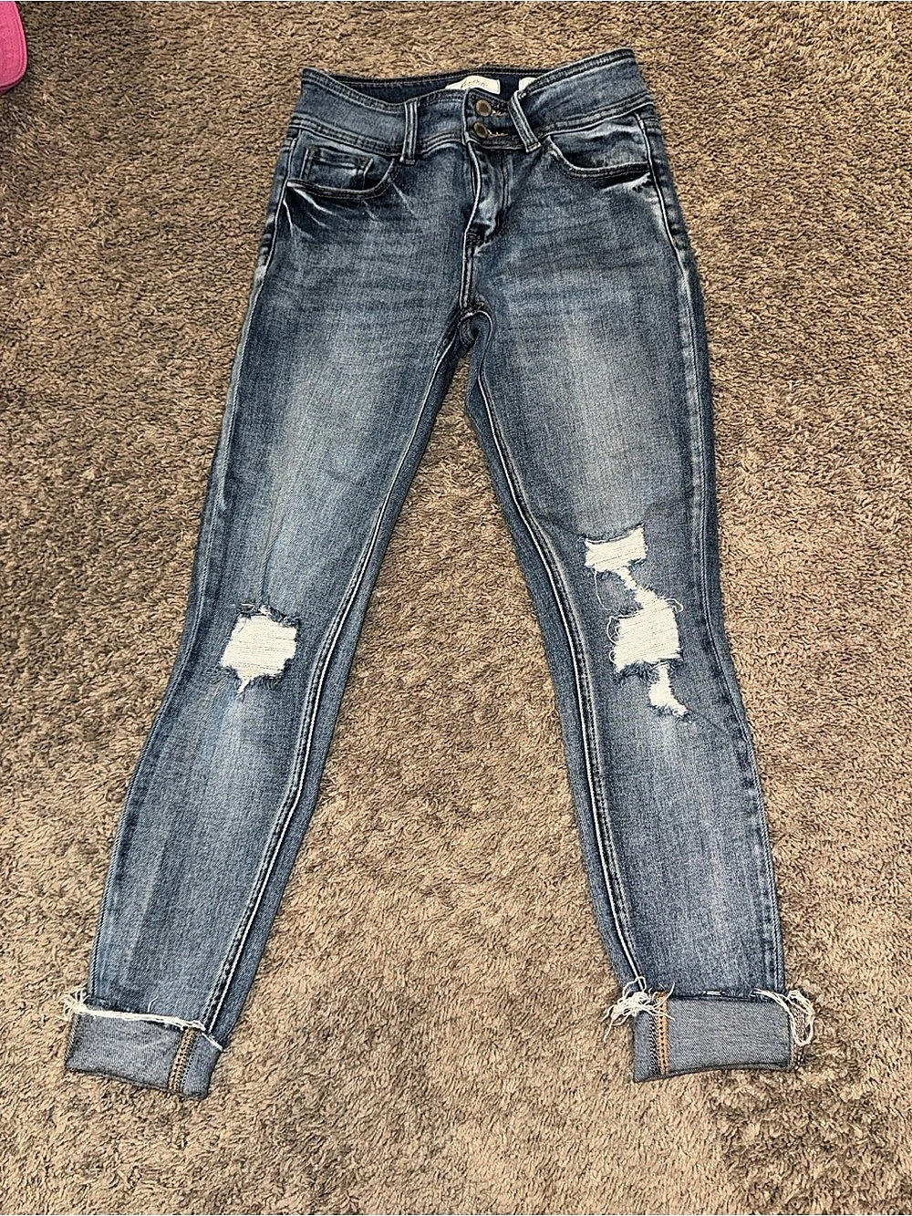 Kancan Distressed Skinny Jeans in Blue Waist 26